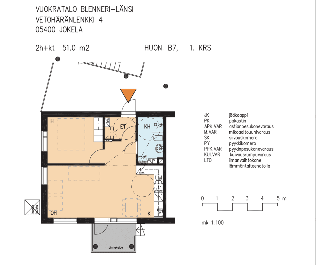 Blenneri II Pohjakuva 51m2. 2 huonetta + keittiö
